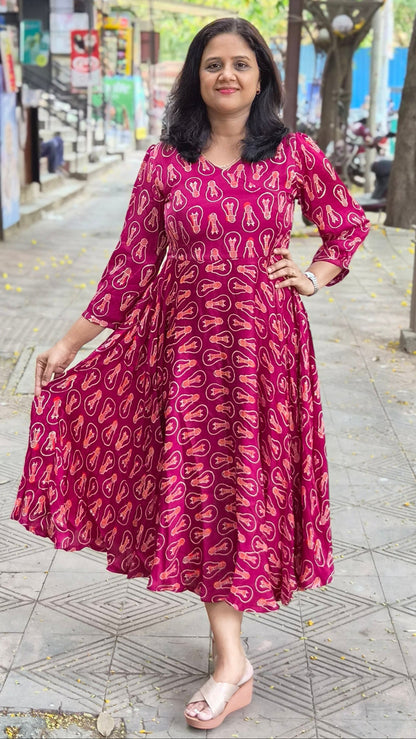 Wine Premium Modal Silk Long One Piece