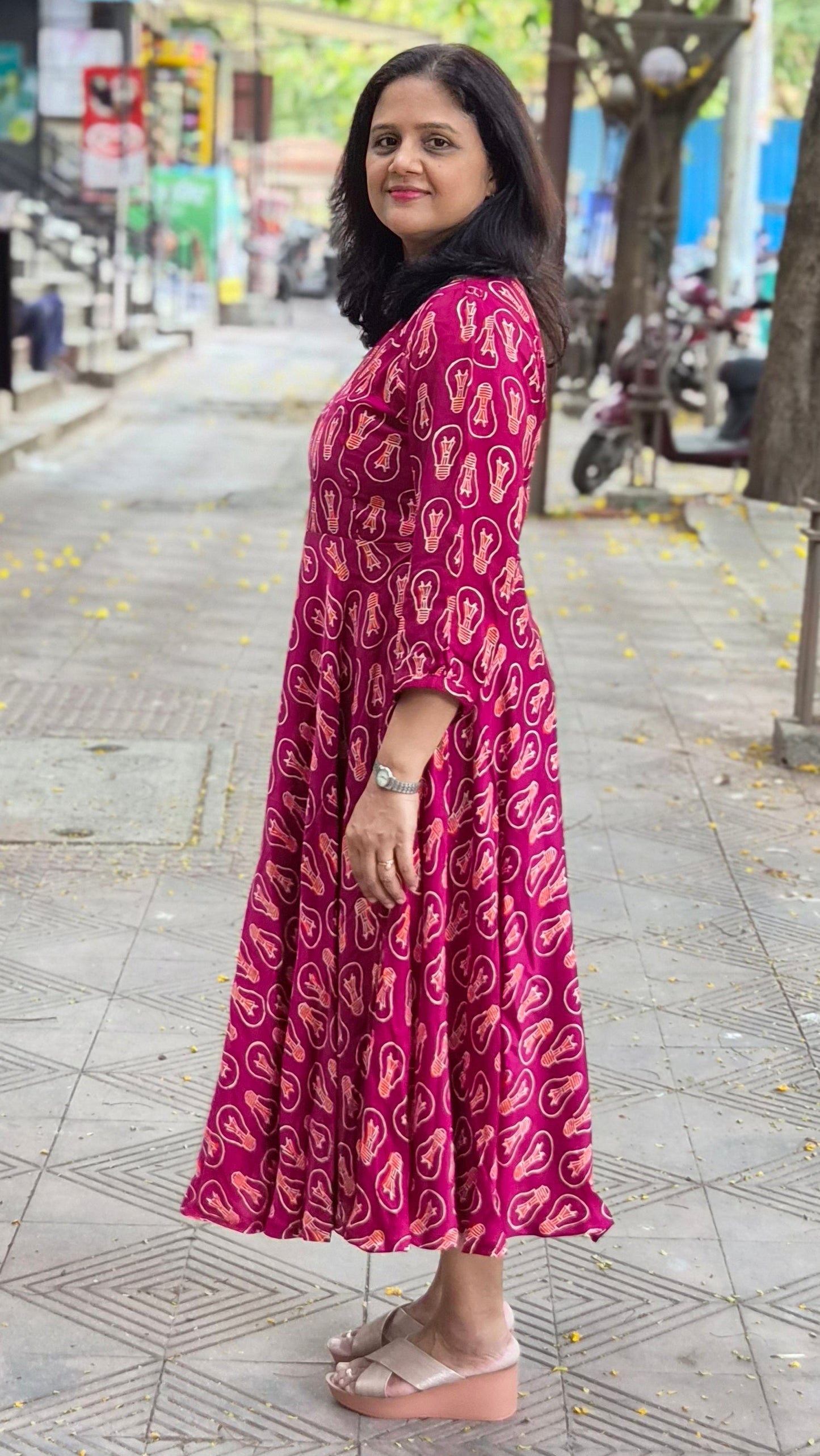 Wine Premium Modal Silk Long One Piece