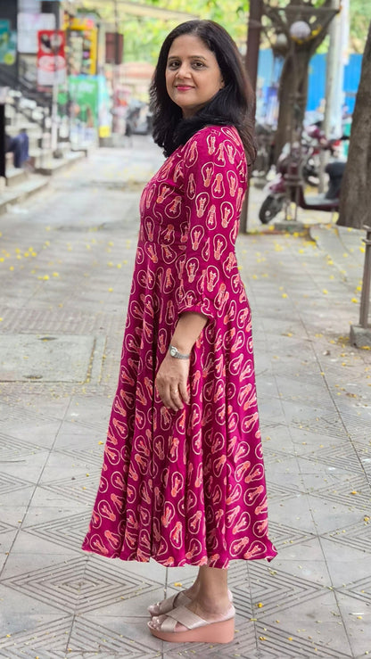 Wine Premium Modal Silk Long One Piece