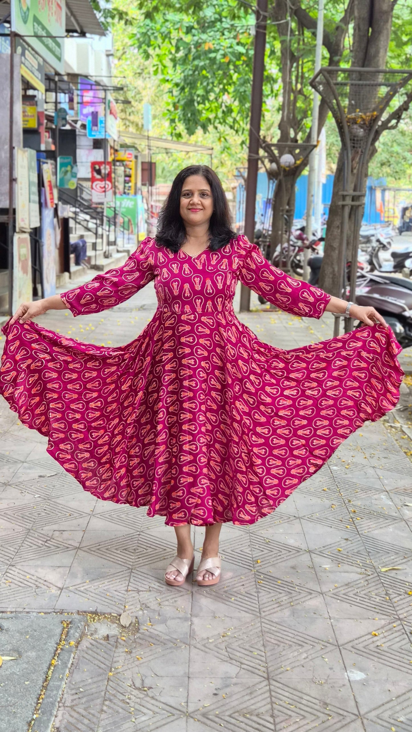 Wine Premium Modal Silk Long One Piece