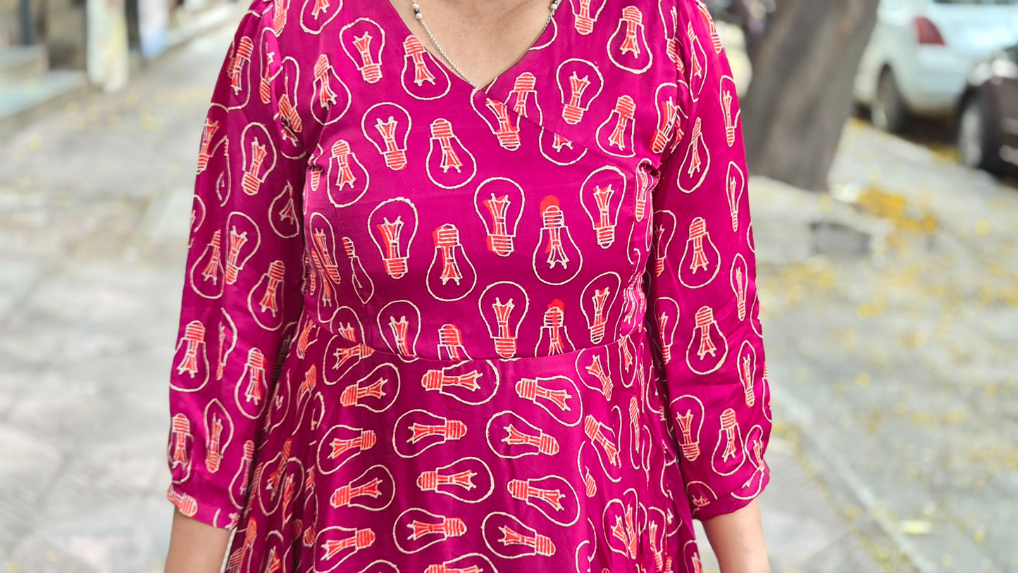 Wine Premium Modal Silk Long One Piece
