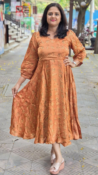 Golden Broun Premium Modal Silk Long One Piece