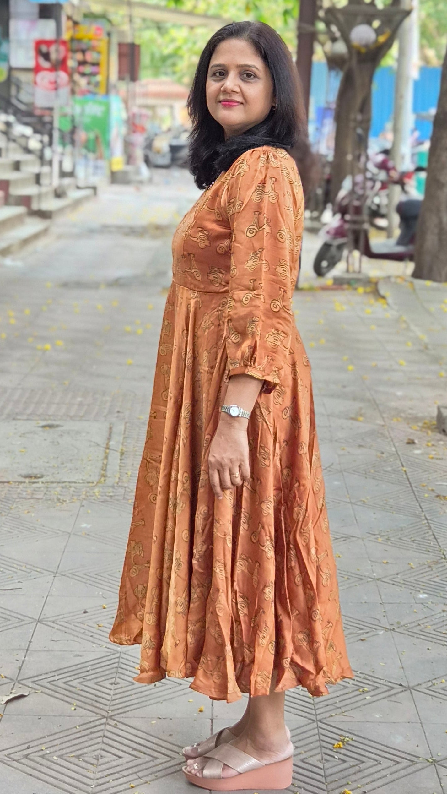 Golden Broun Premium Modal Silk Long One Piece