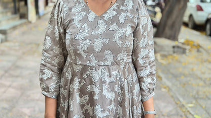 Silver Gray Premium Modal Silk Long One Piece