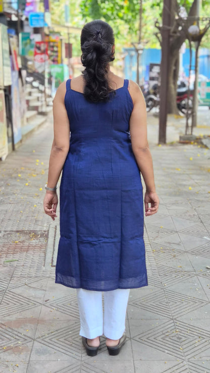 Royal Blue Sambalpuri Pure Handloom Spaghetti Kurta