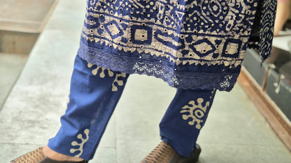 Blue Hakoba Batik Full Suit With Dupatta