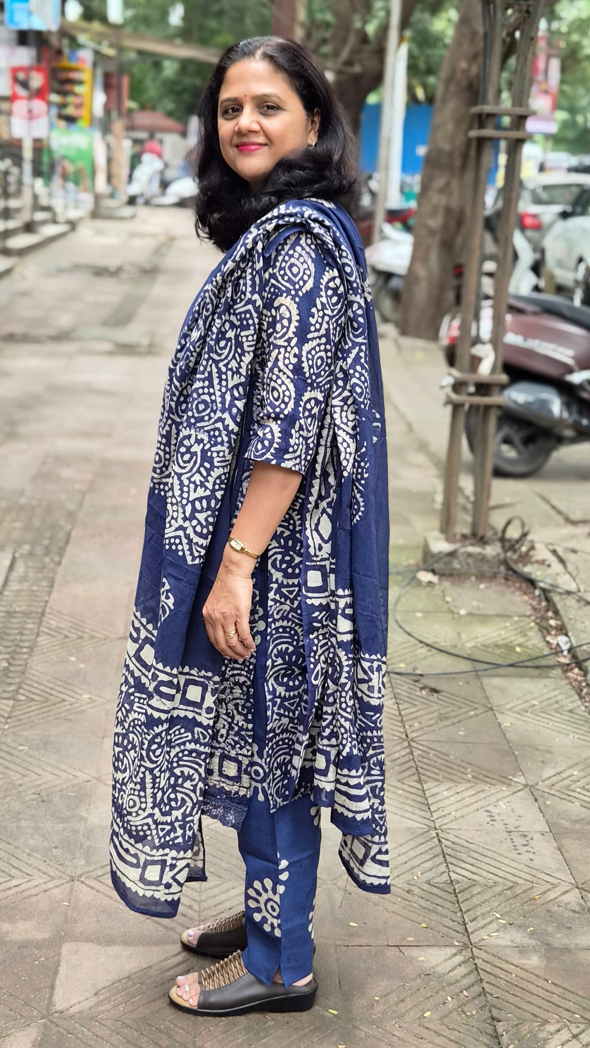 Blue Hakoba Batik Full Suit With Dupatta