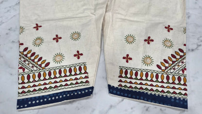 Indigo Dabu Full Suit With Embroidery