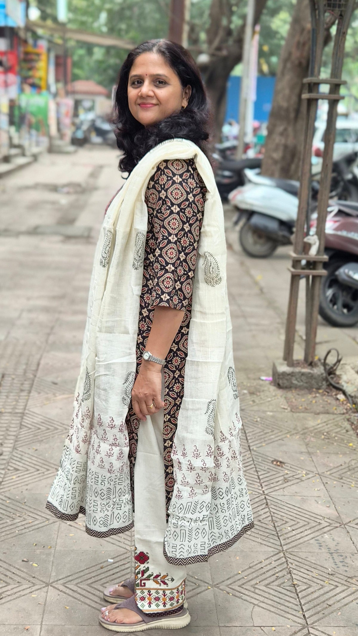 Black Ajrakh Handblock Printed Full Suit With Dupatta
