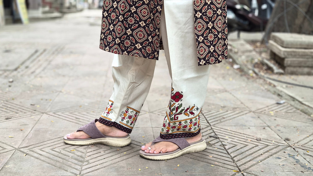 Black Ajrakh Handblock Printed Full Suit With Dupatta