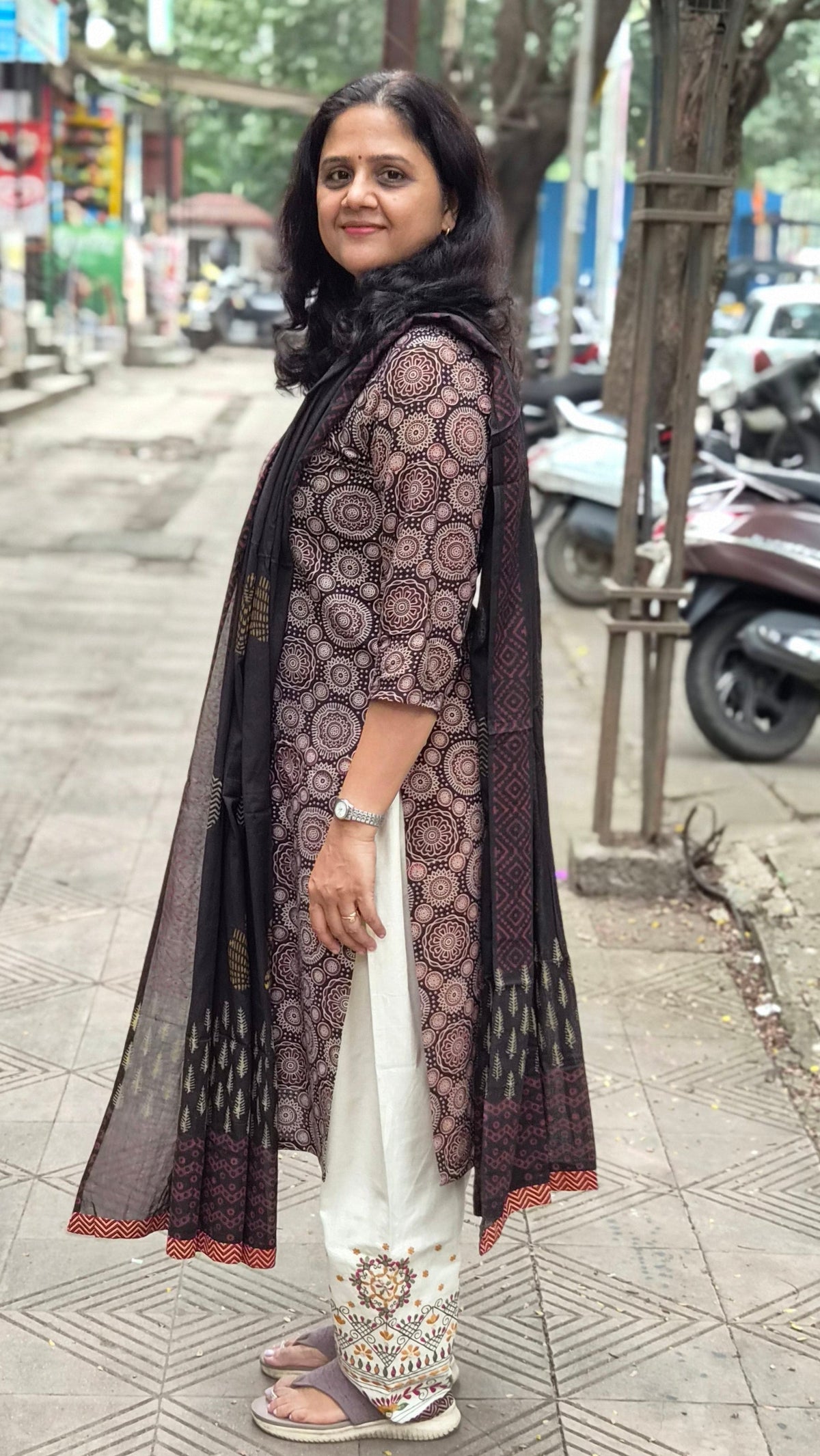 Black Ajrakh Handblock Printed Full Suit With Dupatta