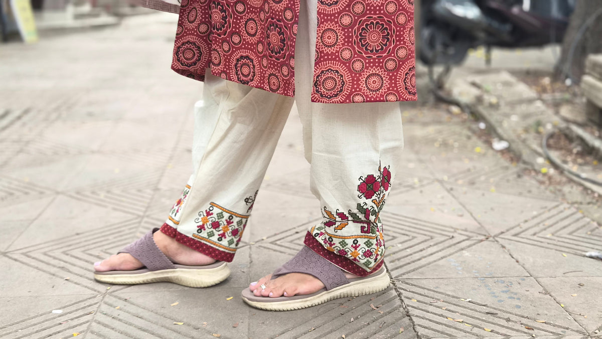 Maroon Ajrakh Handblock Printed Full Suit With Dupatta