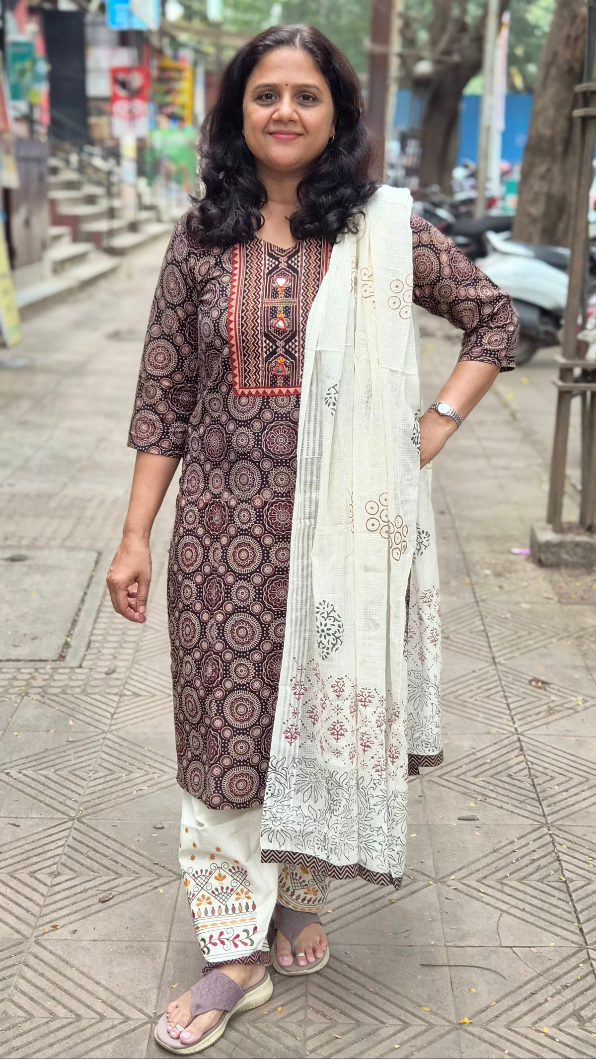Black Ajrakh Handblock Printed Full Suit With Dupatta