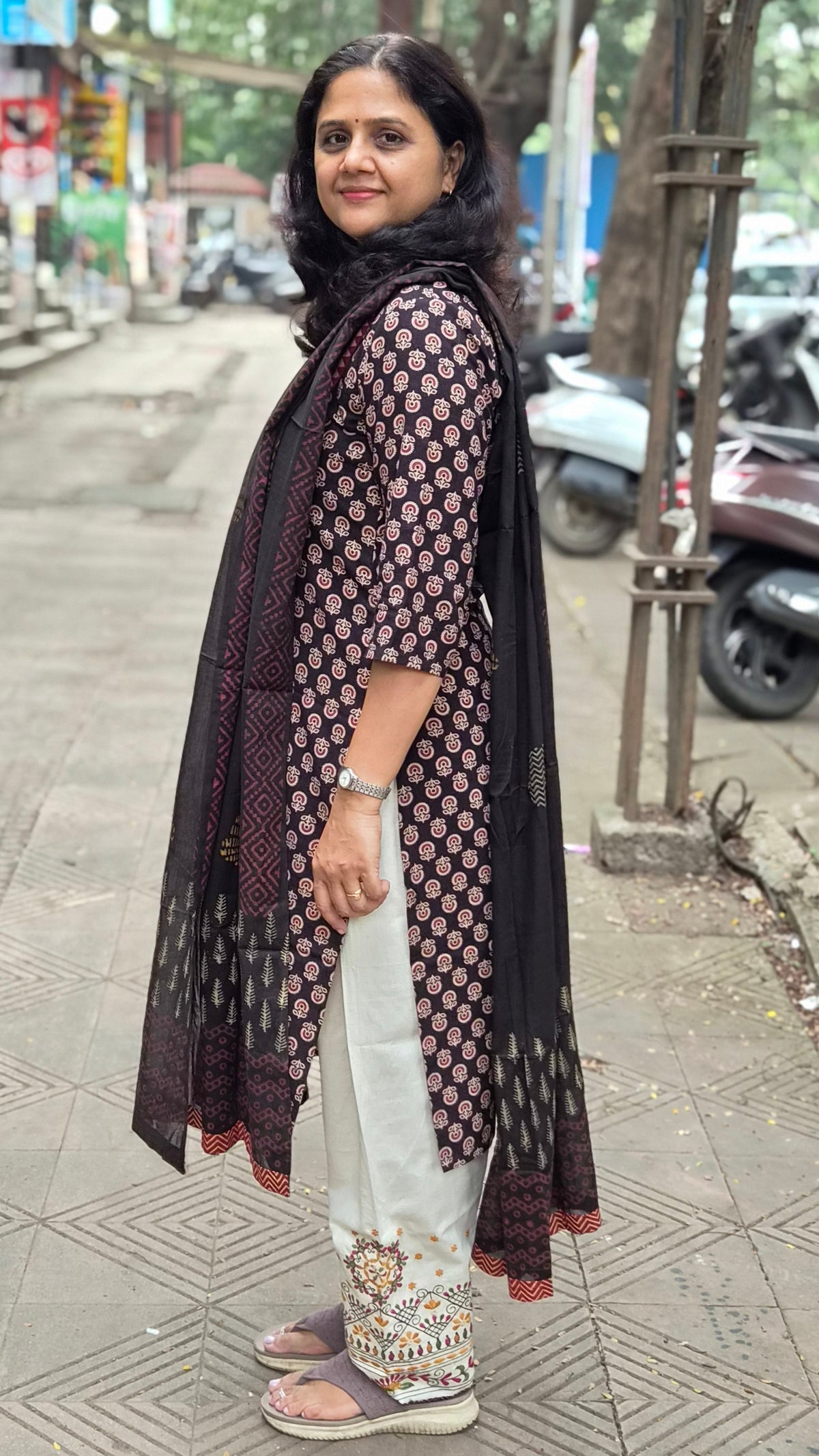 Black Ajrakh Handblock Printed Full Suit With Dupatta