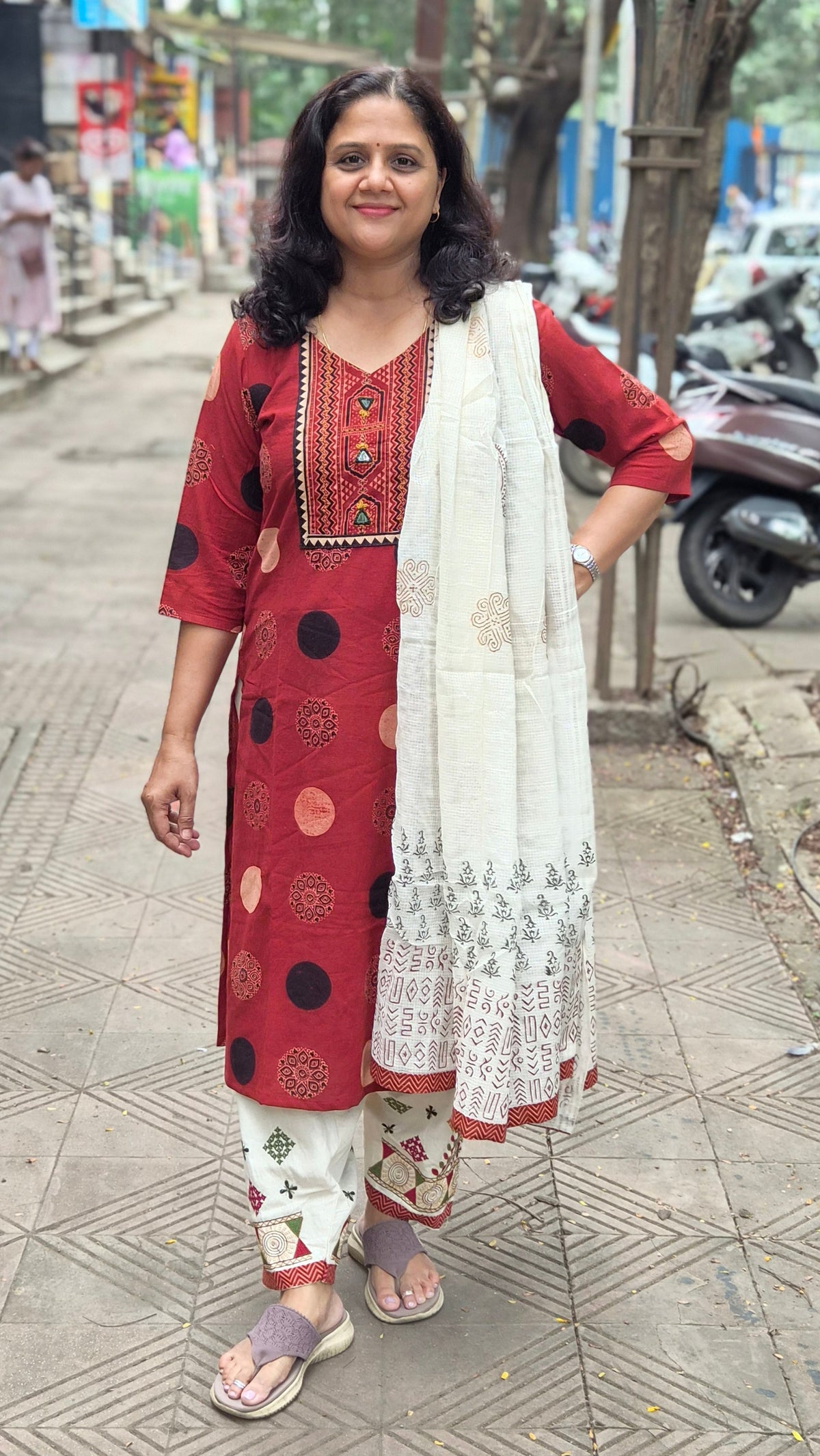 Maroon Ajrakh Handblock Printed Full Suit With Dupatta