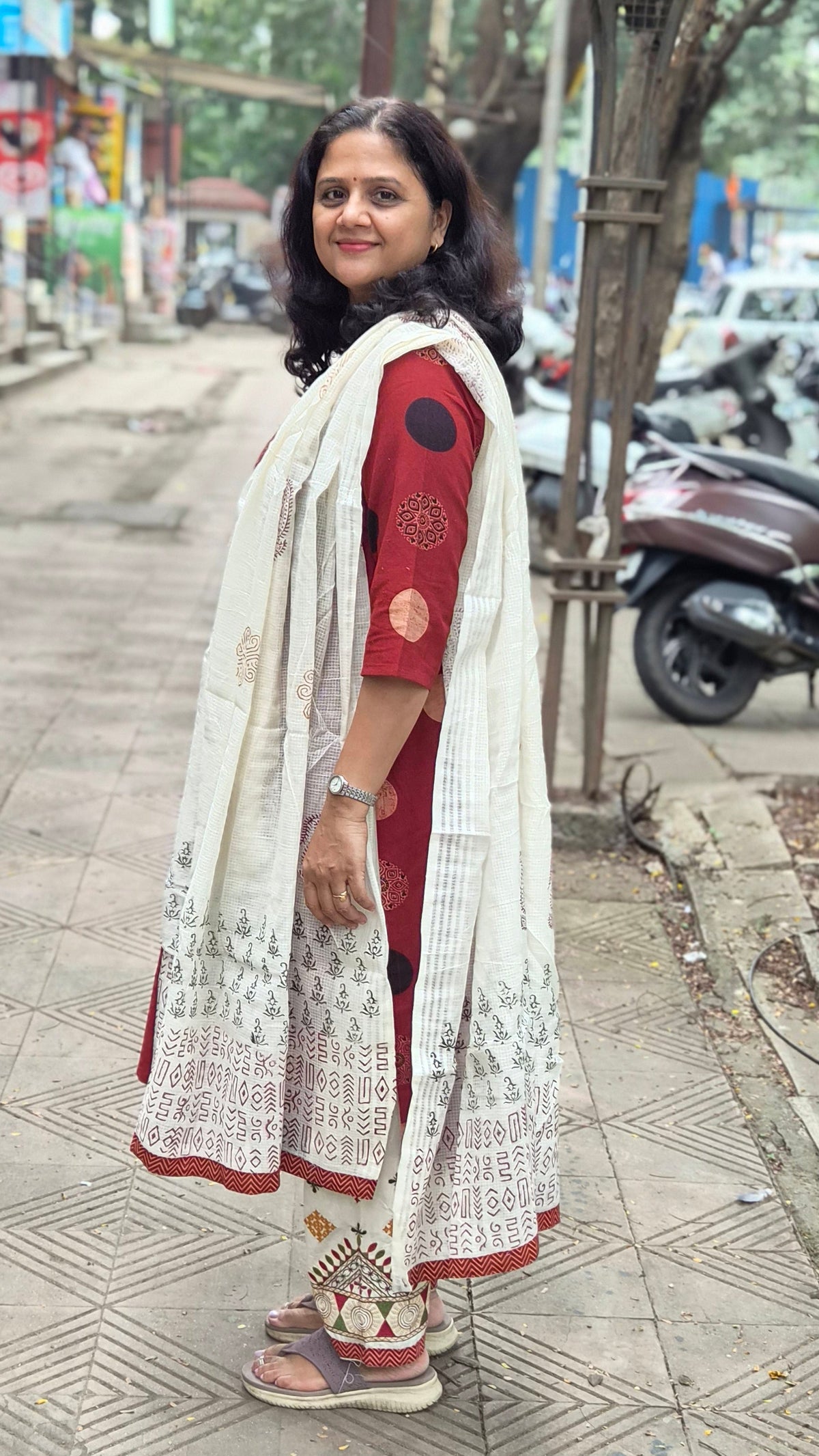 Maroon Ajrakh Handblock Printed Full Suit With Dupatta