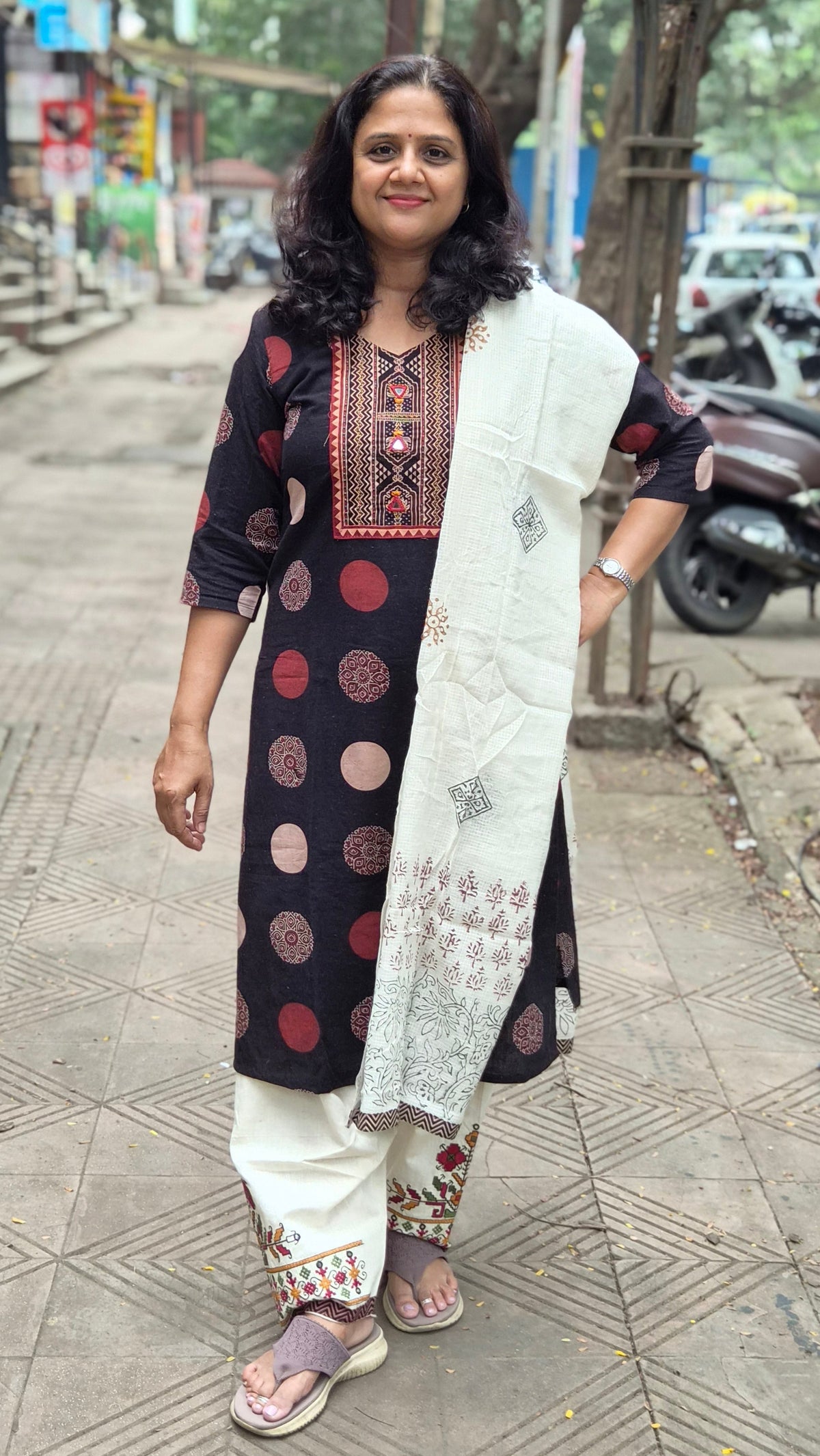 Black Ajrakh Handblock Printed Full Suit With Dupatta