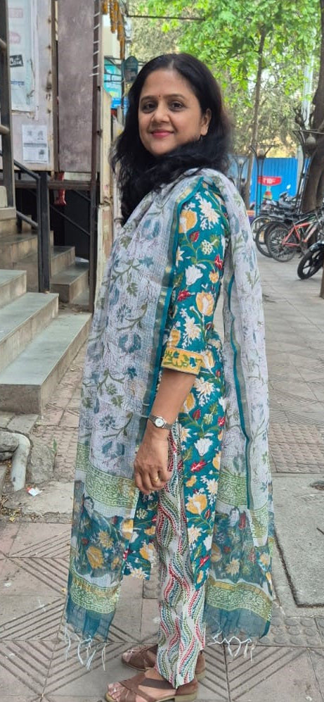 Sea Green Cotton Handblock Printed Full Suit With Dupatta