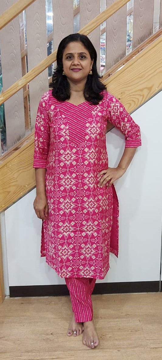Magenta Chanderi Modal Kurta with Pant