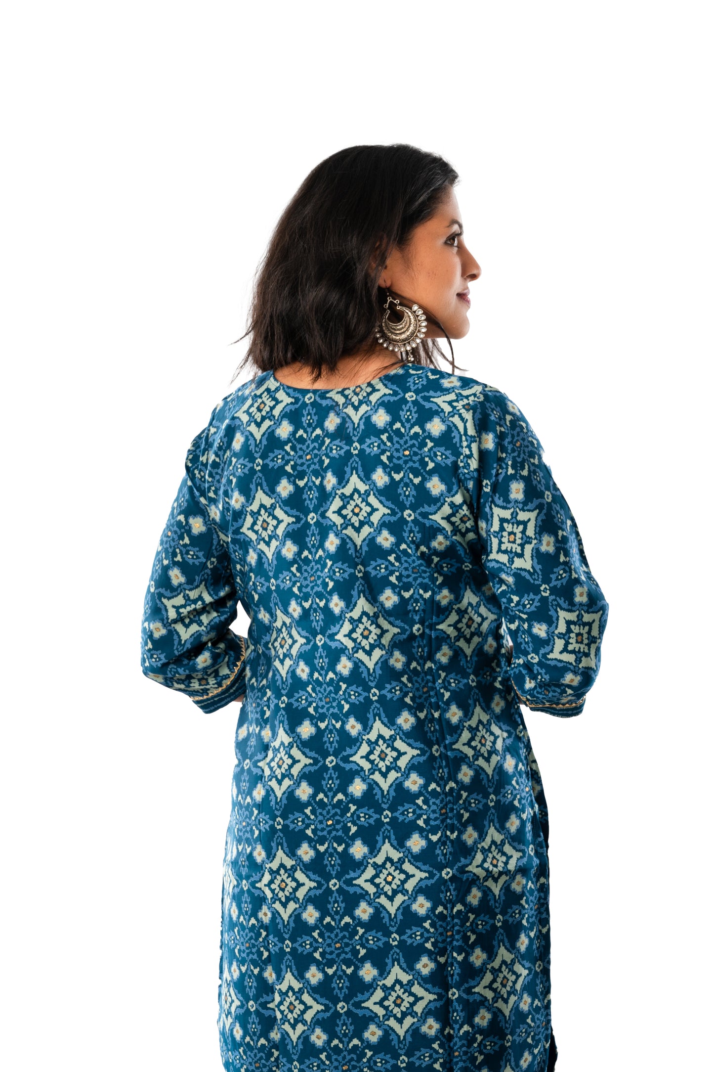 Teal Blue Chanderi Modal Full suit (Kurta with Pant)