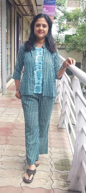 Teal Blue Pure Cotton Printed Co-Ord Set 3 Piece