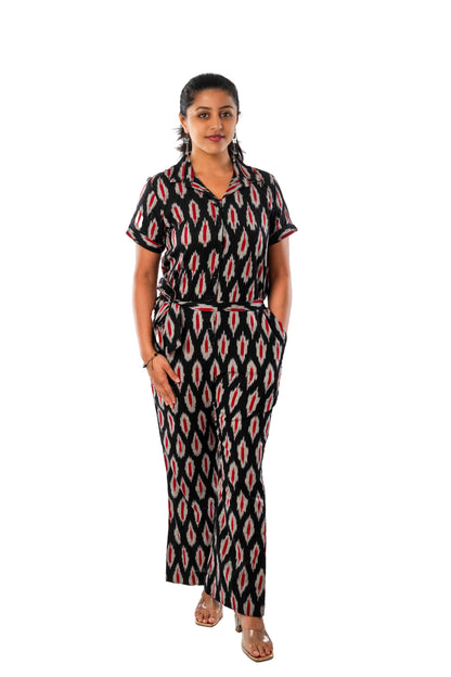 Black Pure Ikkat Jumpsuit