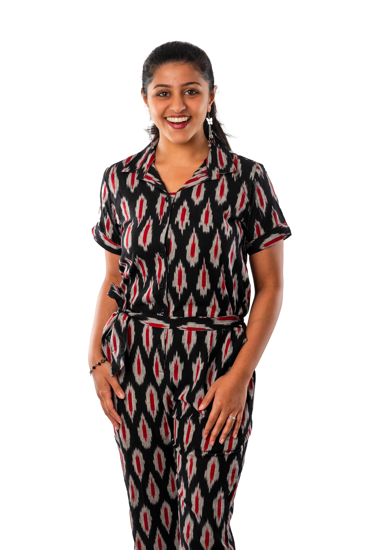 Black Pure Ikkat Jumpsuit