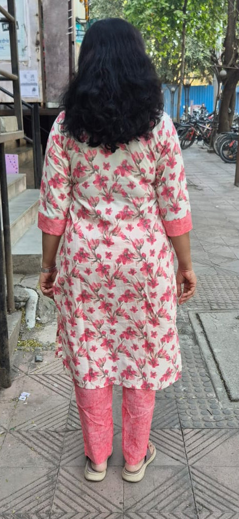 Pink Pure Cotton Kurta with Pant