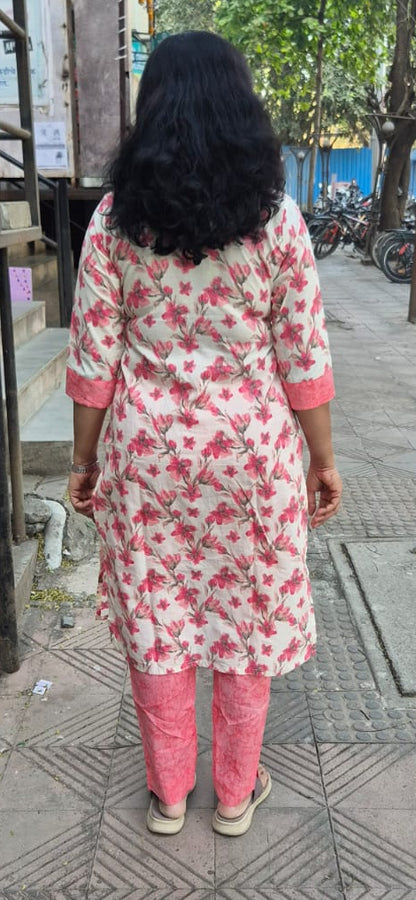 Pink Pure Cotton Kurta with Pant