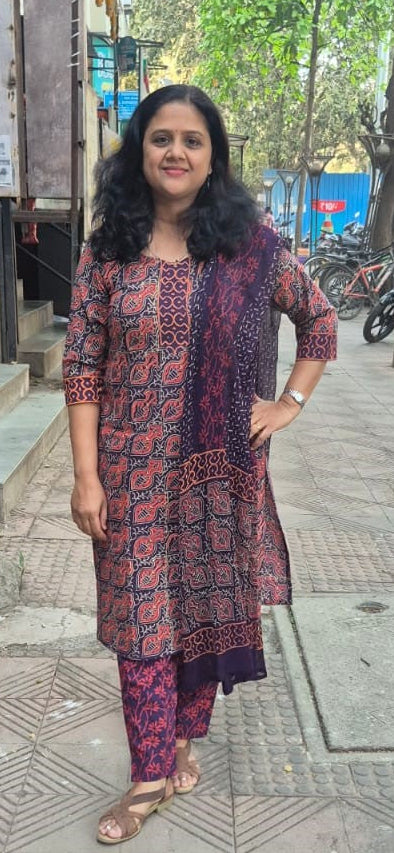 Violet Cotton Handblock Printed Full Suit With Dupatta
