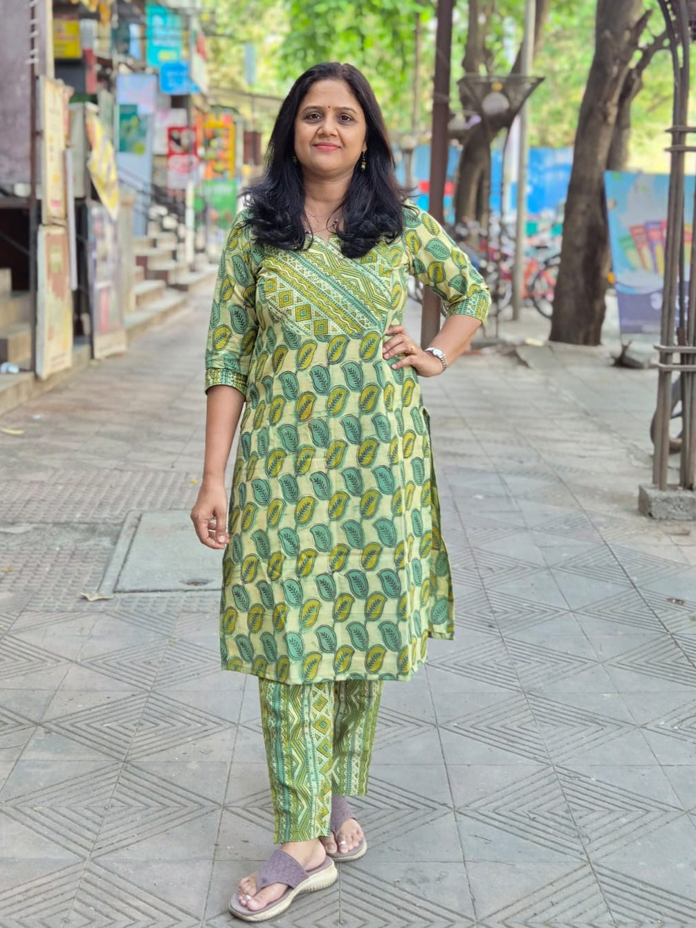 Green Pure Cotton Vanaspati Ajrakh Printed  Kurta with Pant