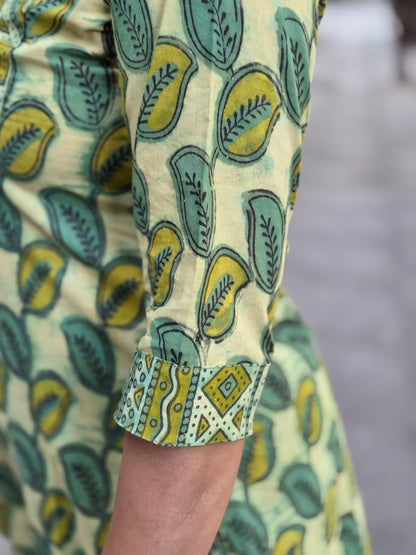 Green Pure Cotton Vanaspati Ajrakh Printed  Kurta with Pant