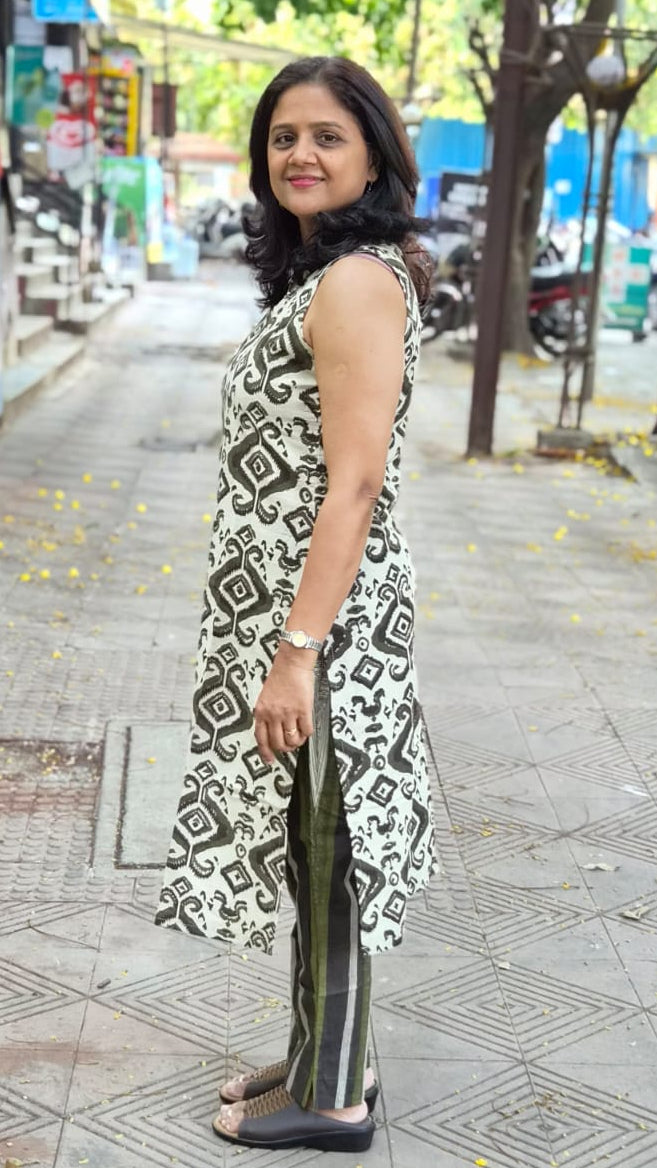 Mehndi Green Cotton Kurta with Pant