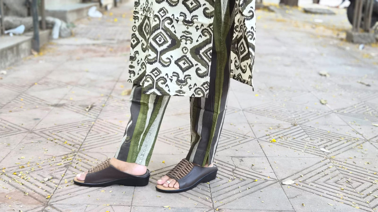 Mehndi Green Cotton Kurta with Pant