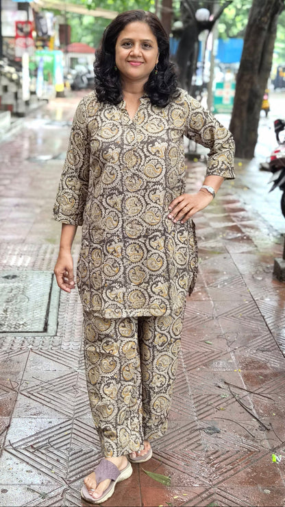 Mustard Yellow Kalamkari Co ord Set