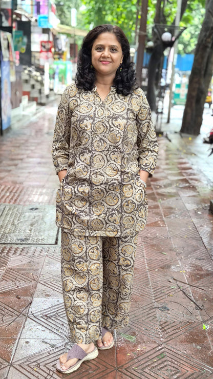 Mustard Yellow Kalamkari Co ord Set