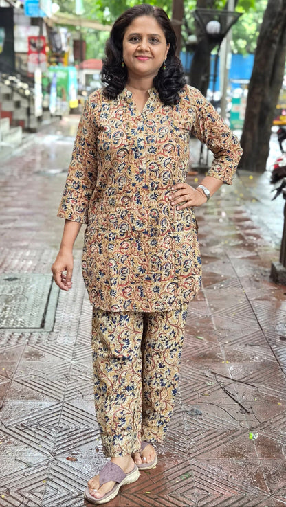 Mustard Yellow Kalamkari Co ord Set