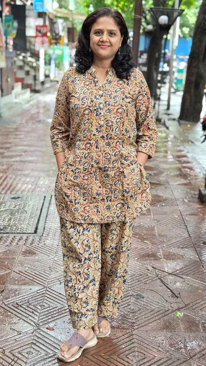 Mustard Yellow Kalamkari Co ord Set
