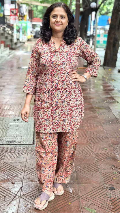 Red Kalamkari Co ord Set