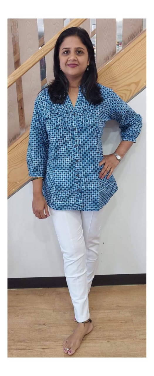 Indigo Pure Cotton Printed Short Top