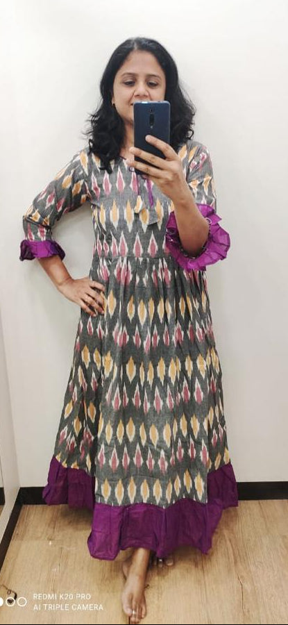 Grey Long Ikkat One Piece