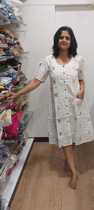 White Handloom Cotton One Piece