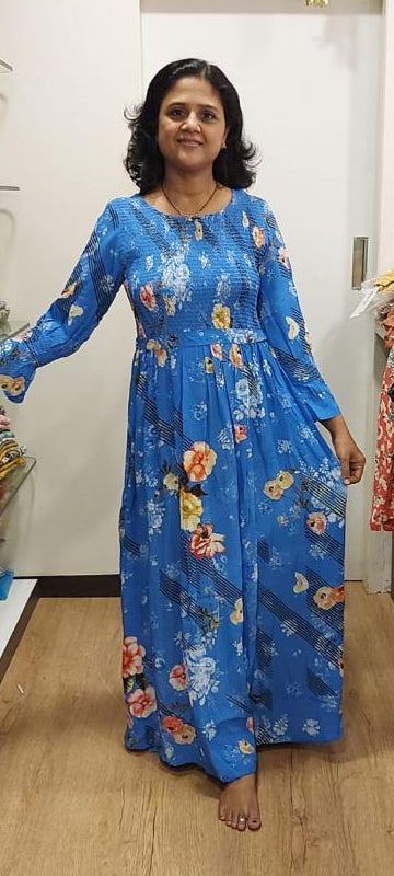 Sky Blue Georgette Long One Piece