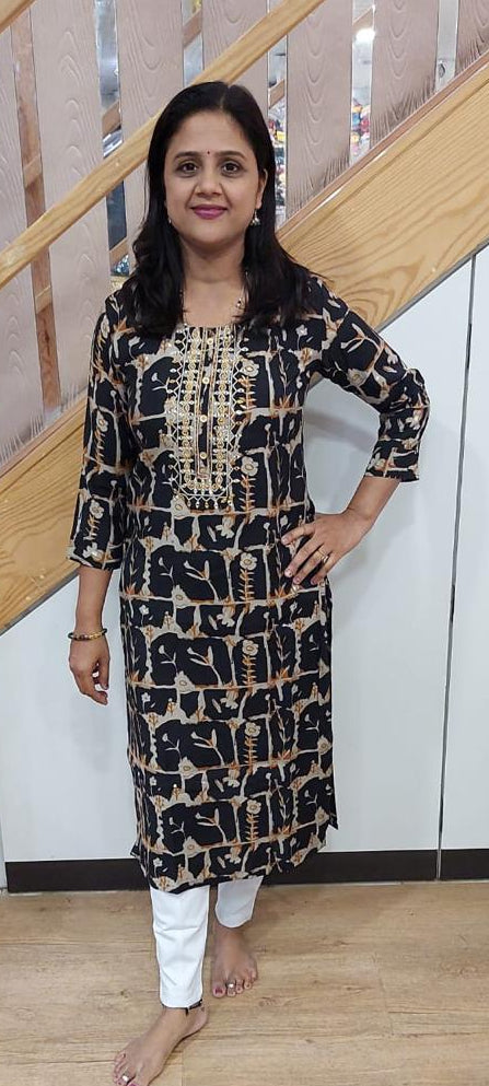 Black Muslin Silk Kurta