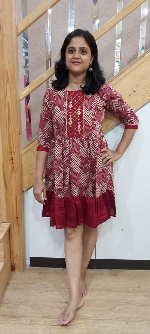 Maroon Knee Length One Piece