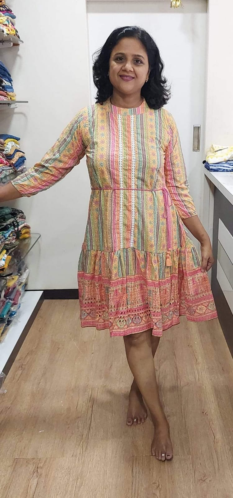 Yellow Knee Length One Piece