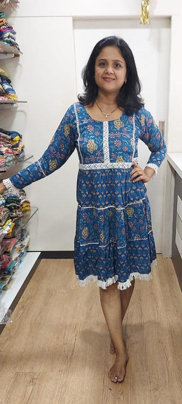 Blue Knee Length One Piece