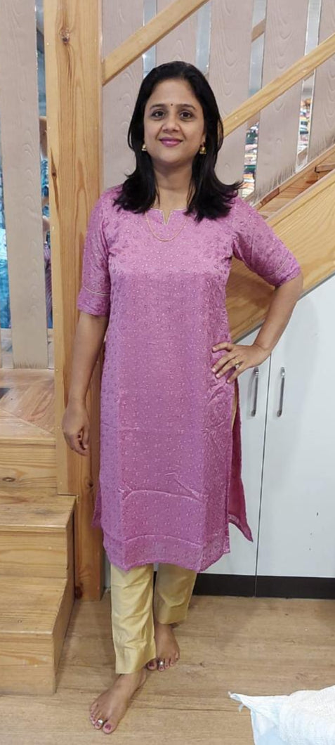 Onion Pink Chinon Silk Kurta