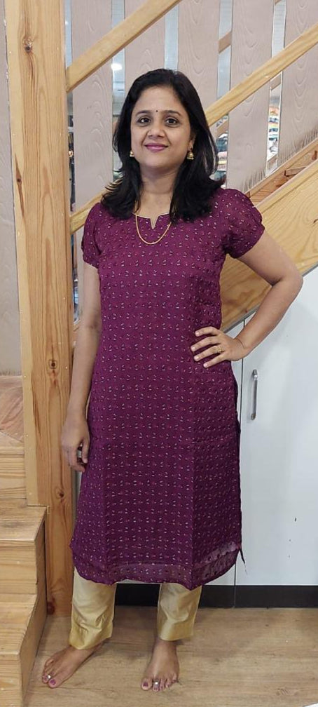 Wine Chinon Silk Kurta