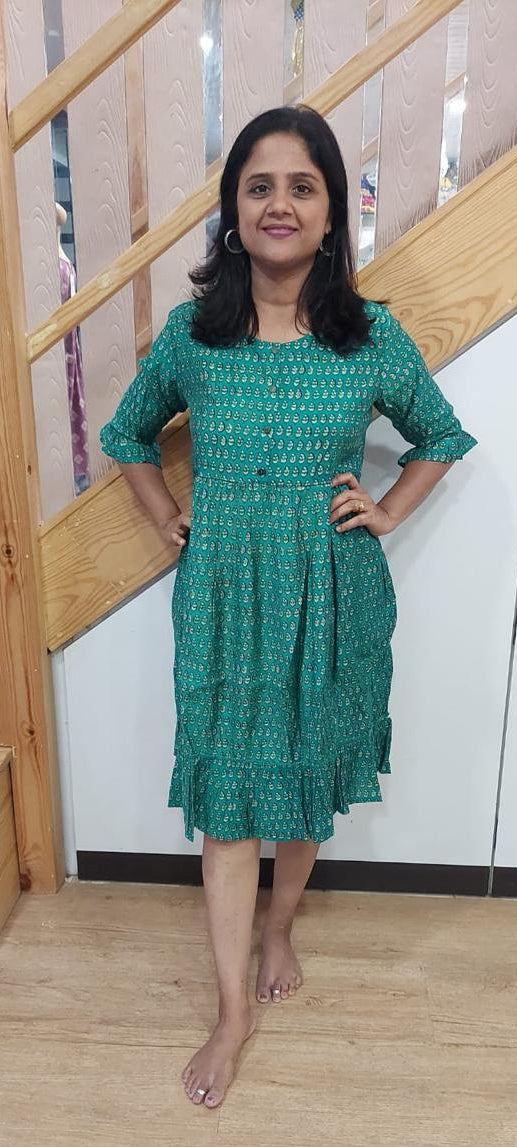 Rama Green Knee Length One Piece